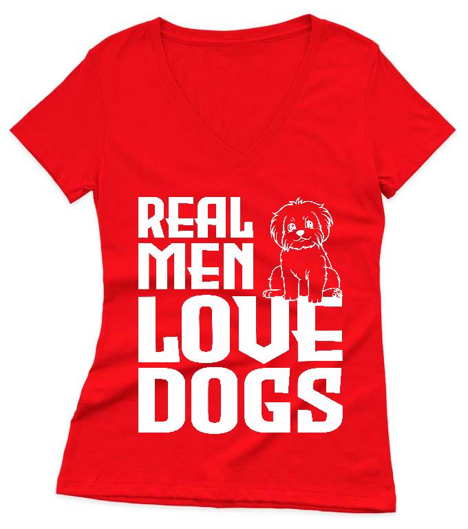 Real Men Love Dogs Kutyás - Kutyás Női V-nyakú Póló