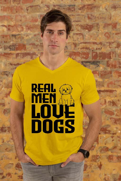 Real Men Love Dogs Kutyás - Kutyás Férfi V-nyakú Póló