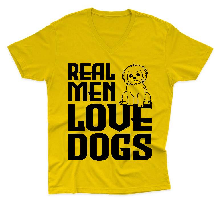 Real Men Love Dogs Kutyás - Kutyás Férfi V-nyakú Póló