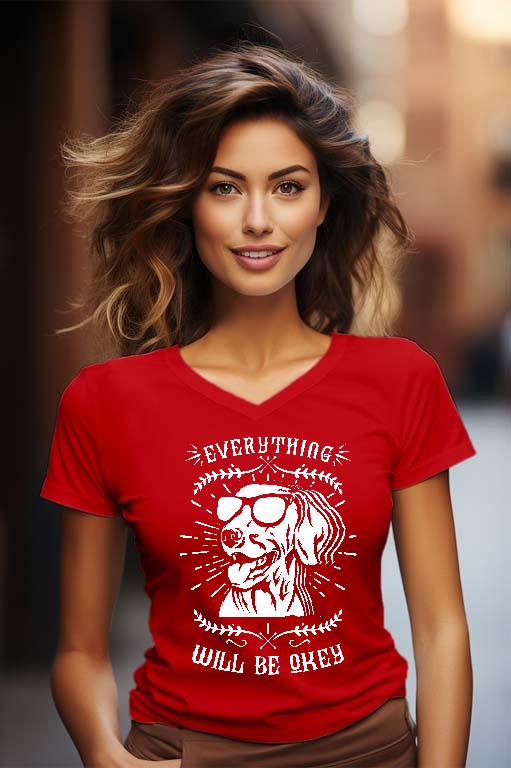 Everything will be okey Kutyás - Tacskó Női V-nyakú Póló