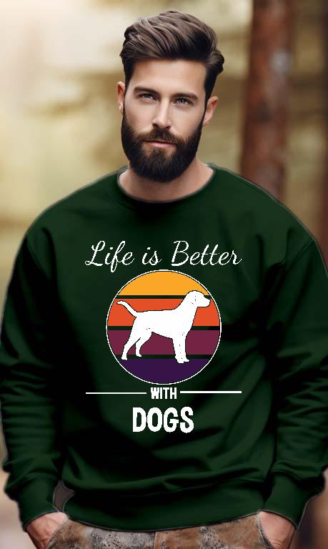 Life is Better with Dogs Kutyás - Vizsla Férfi Pulóver