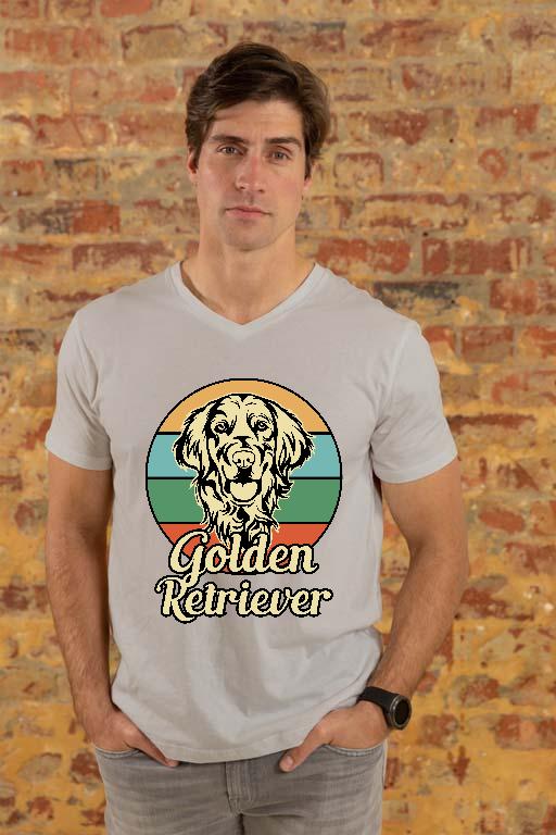 Golden Retriever  - Golden Retriever Férfi V-nyakú Póló
