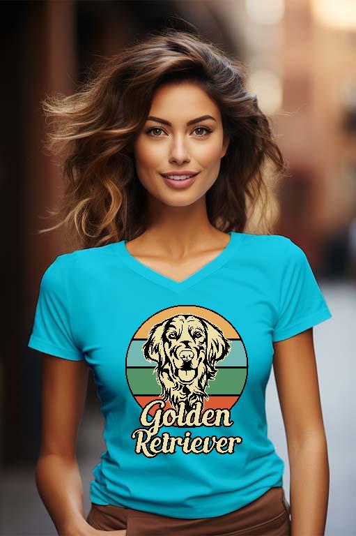 Golden Retriever  - Golden Retriever Női V-nyakú Póló