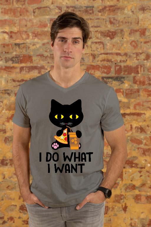 I Do What I Want Cica  - Cicás Férfi V-nyakú Póló