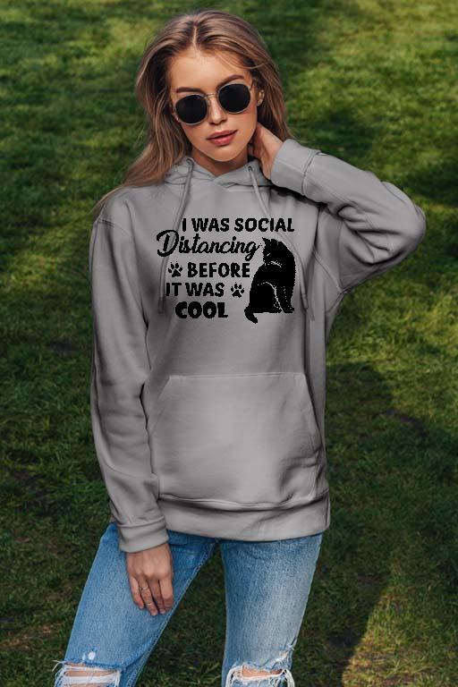 I Was Social Distancing Cicás  - Cicás Női Kapucnis Pulóver