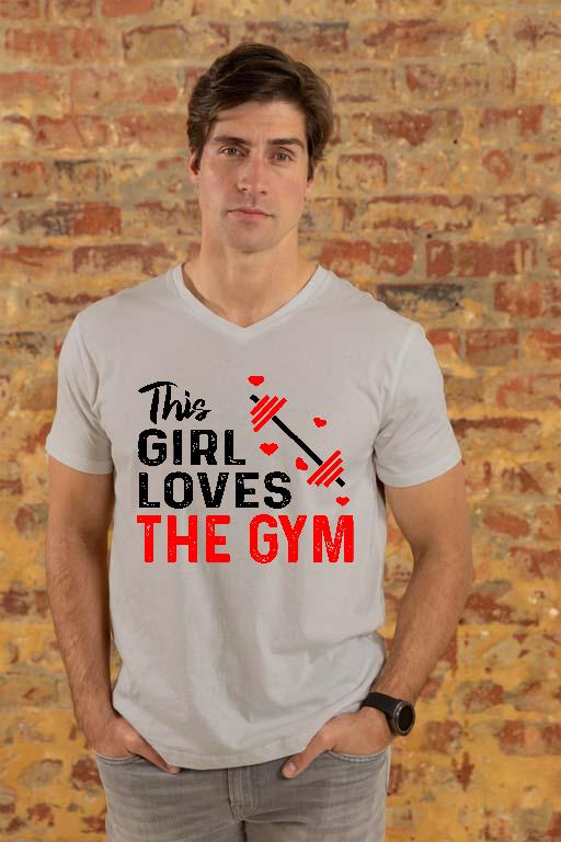 This Girl Loves The GYM Fitness - Konditerem, Gym, Fitness Férfi V-nyakú Póló