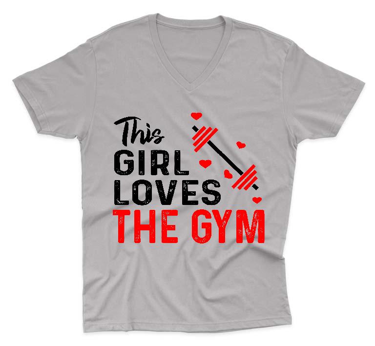 This Girl Loves The GYM Fitness - Konditerem, Gym, Fitness Férfi V-nyakú Póló