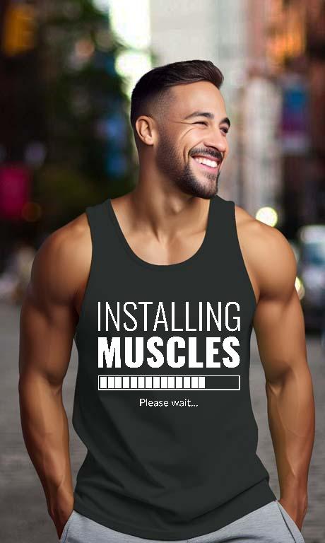 Installing Muscles Fitness - Konditerem, Gym, Fitness Férfi Ujjatlan