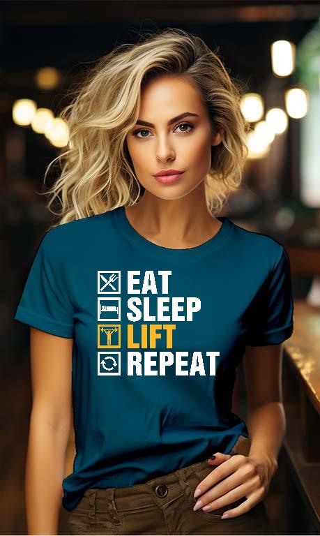 Eat Sleep Lift Repeat Fitness - Konditerem, Gym, Fitness Női Környakú Póló