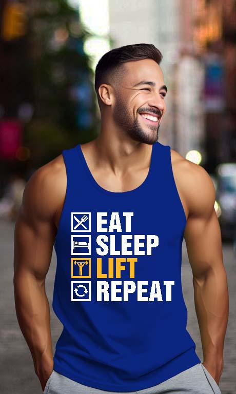 Eat Sleep Lift Repeat Fitness - Konditerem, Gym, Fitness Férfi Ujjatlan