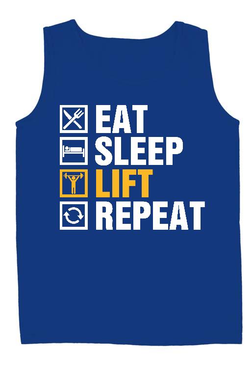 Eat Sleep Lift Repeat Fitness - Konditerem, Gym, Fitness Férfi Ujjatlan