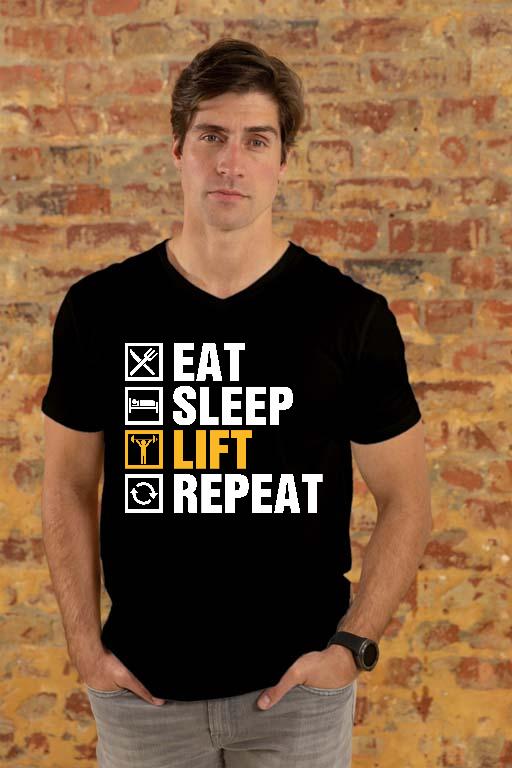 Eat Sleep Lift Repeat Fitness - Konditerem, Gym, Fitness Férfi V-nyakú Póló
