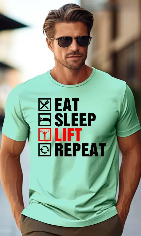 Eat Sleep Lift Repeat Fitness - Konditerem, Gym, Fitness Férfi Prémium Póló