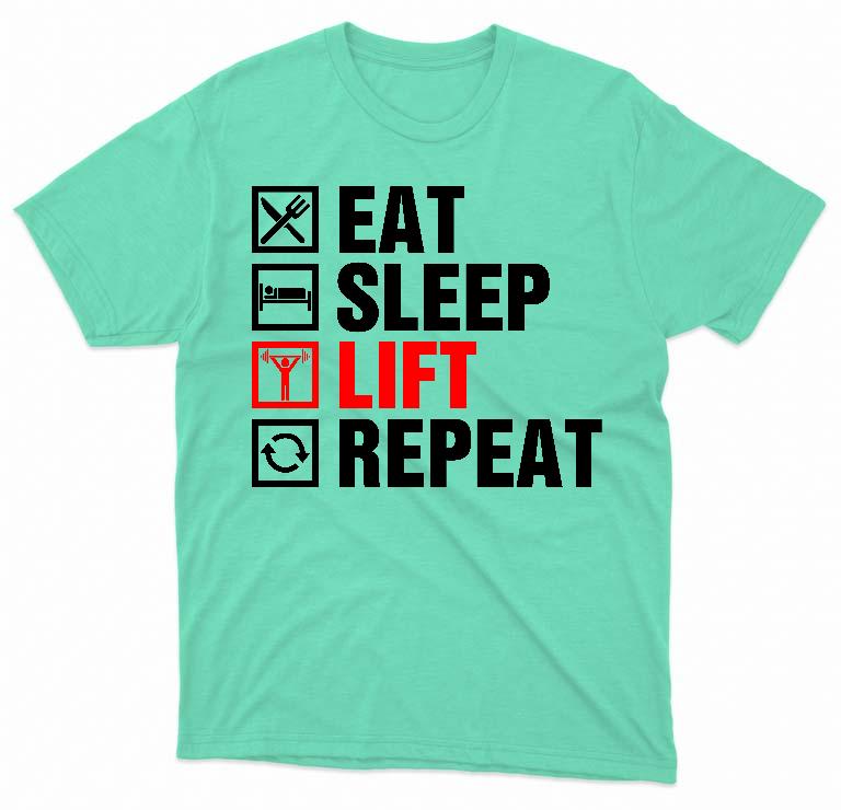 Eat Sleep Lift Repeat Fitness - Konditerem, Gym, Fitness Férfi Prémium Póló