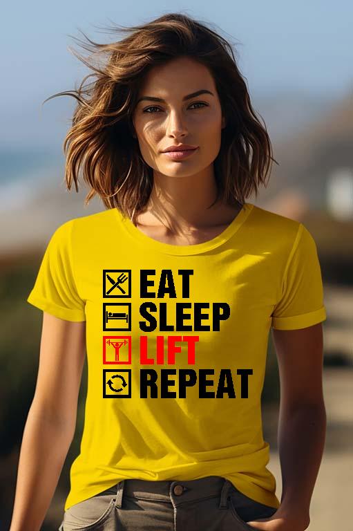 Eat Sleep Lift Repeat Fitness - Konditerem, Gym, Fitness Női Prémium Póló