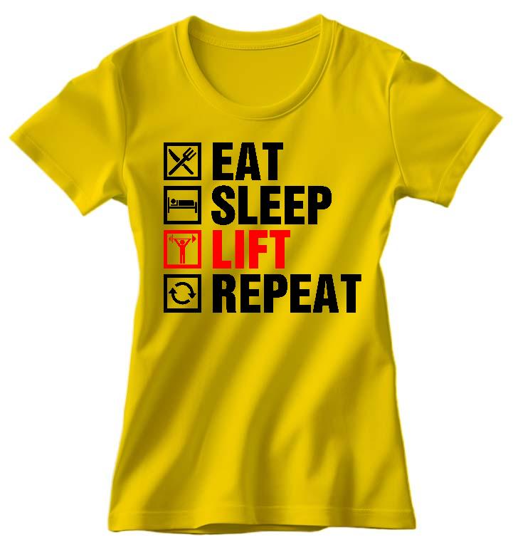 Eat Sleep Lift Repeat Fitness - Konditerem, Gym, Fitness Női Prémium Póló