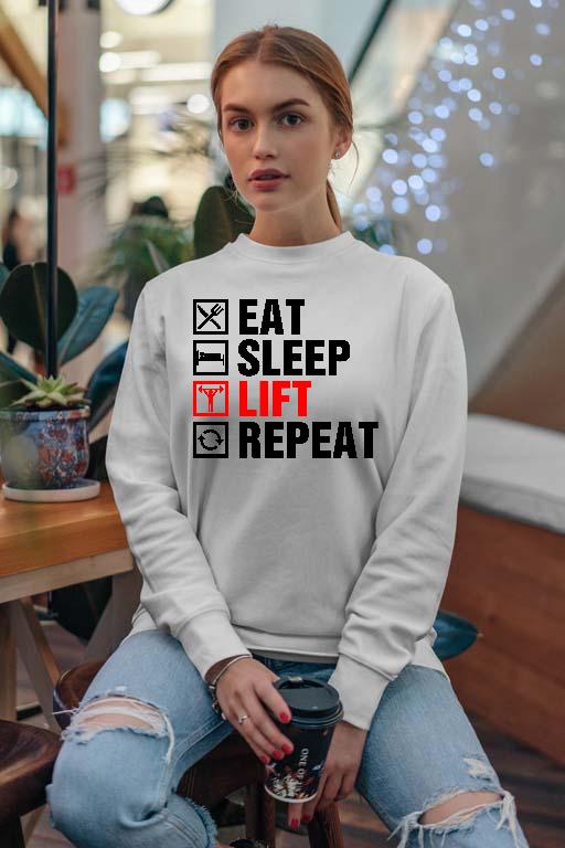 Eat Sleep Lift Repeat Fitness - Konditerem, Gym, Fitness Női Pulóver