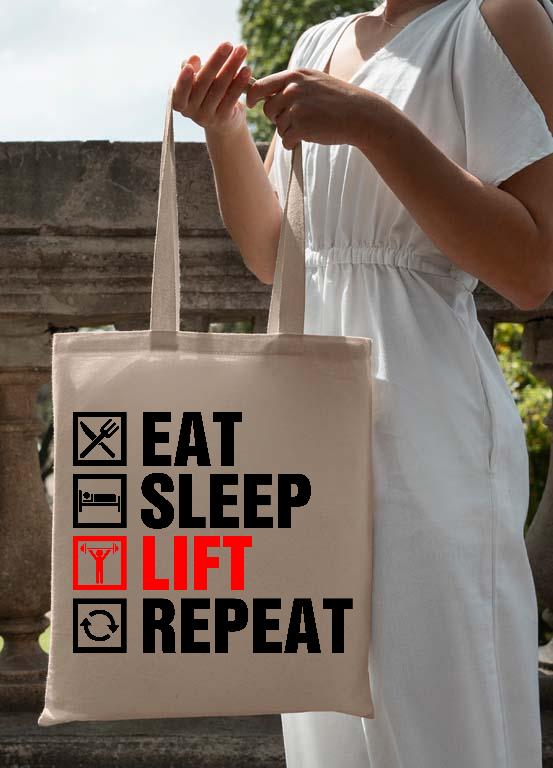 Eat Sleep Lift Repeat Fitness - Konditerem, Gym, Fitness Vászontáska