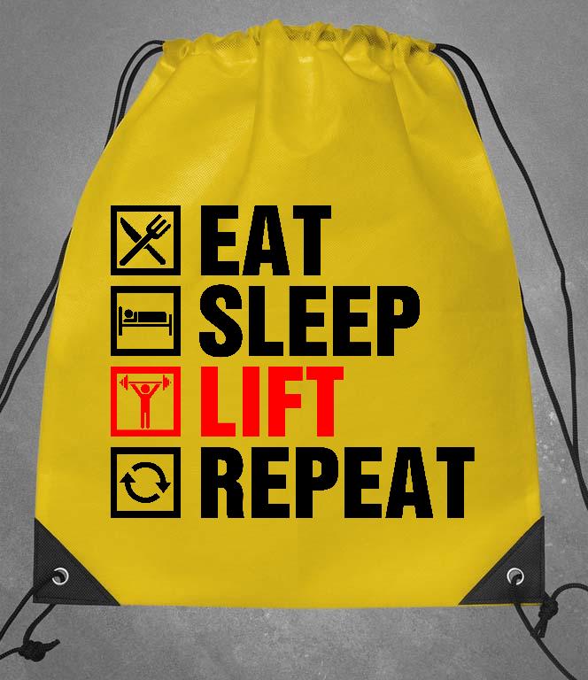 Eat Sleep Lift Repeat Fitness - Konditerem, Gym, Fitness Tornazsák