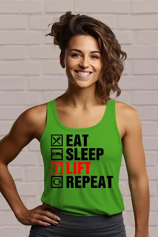 Eat Sleep Lift Repeat Fitness - Konditerem, Gym, Fitness Női Trikó