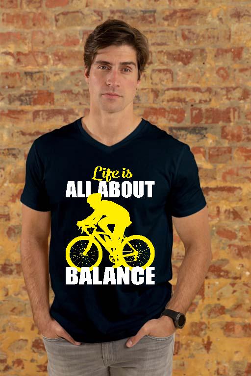 Life is All About Balance Biciklis  - Biciklis Férfi V-nyakú Póló