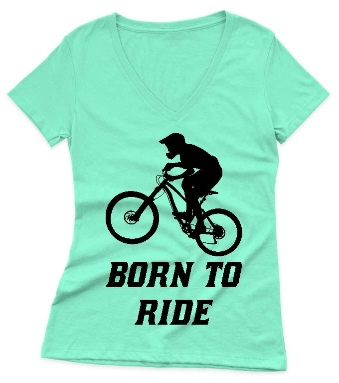 Born to Ride Biciklis - Biciklis Női V-nyakú Póló