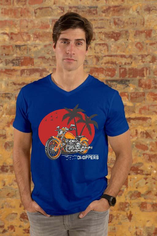 Choppers Motoros - Motoros Férfi V-nyakú Póló