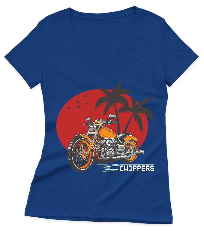 Choppers Motoros - Motoros Női V-nyakú Póló