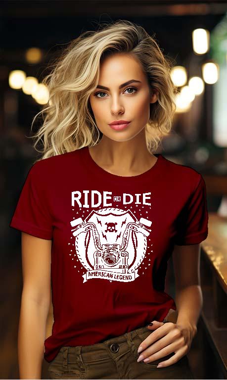 Ride or Die American Legend Motoros - Motoros Női Környakú Póló