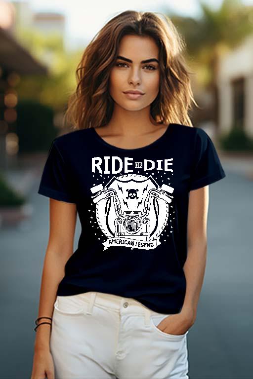 Ride or Die American Legend Motoros - Motoros Női O-nyakú Póló