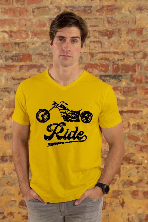 Ride Motoros - Motoros Férfi V-nyakú Póló