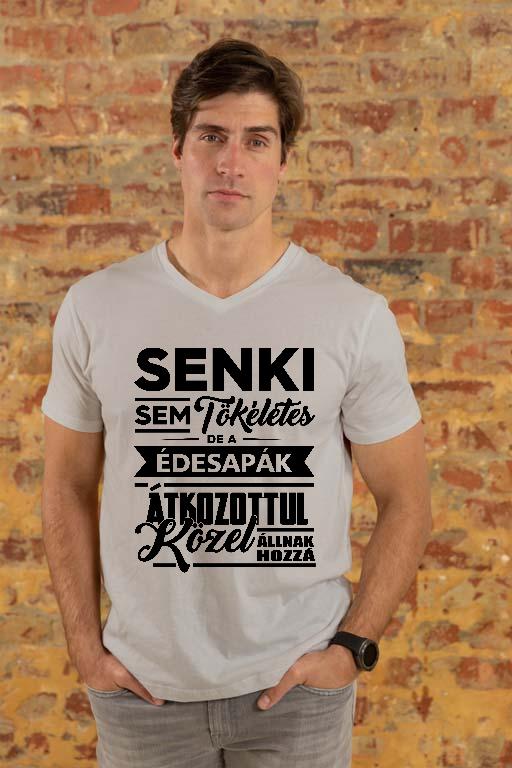 Senki sem Tökéletes de az Édesapa - Apa Férfi V-nyakú Póló