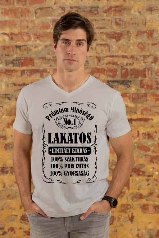 Prémium minőségű Lakatos - Lakatos Férfi V-nyakú Póló