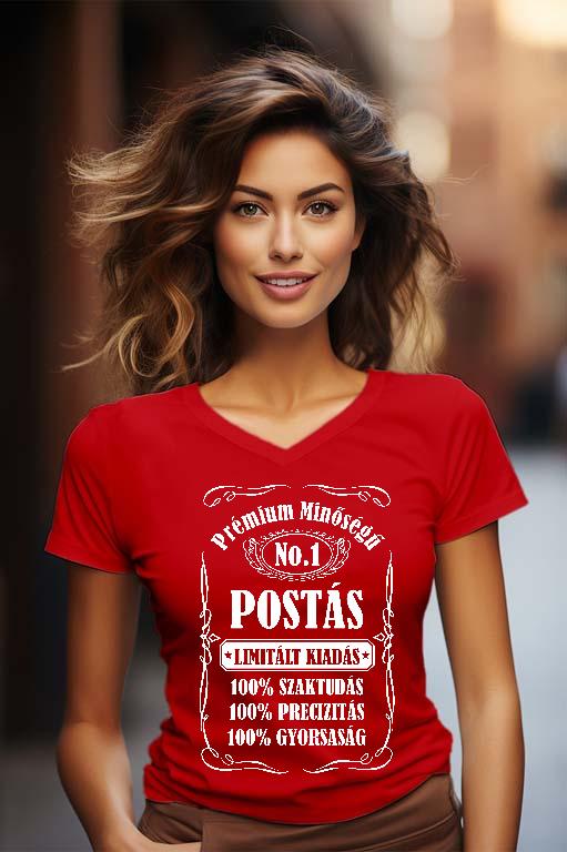 Prémium minőségű Postás - Postás Női V-nyakú Póló