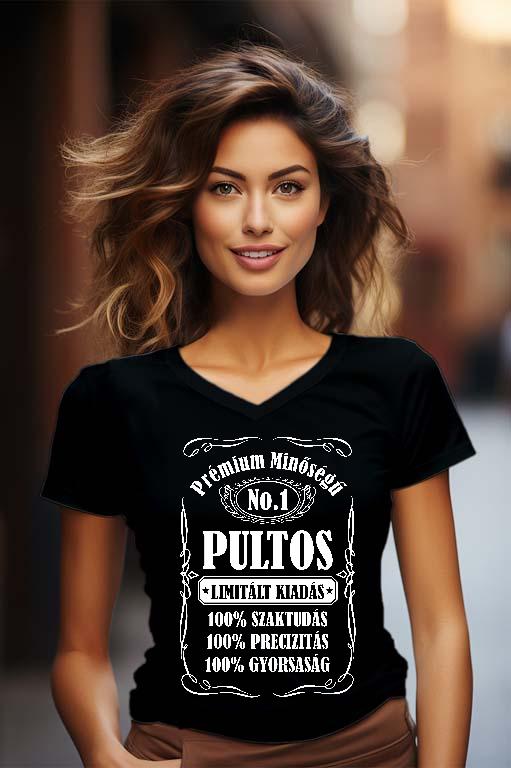 Prémium minőségű Pultos - Pultos Női V-nyakú Póló
