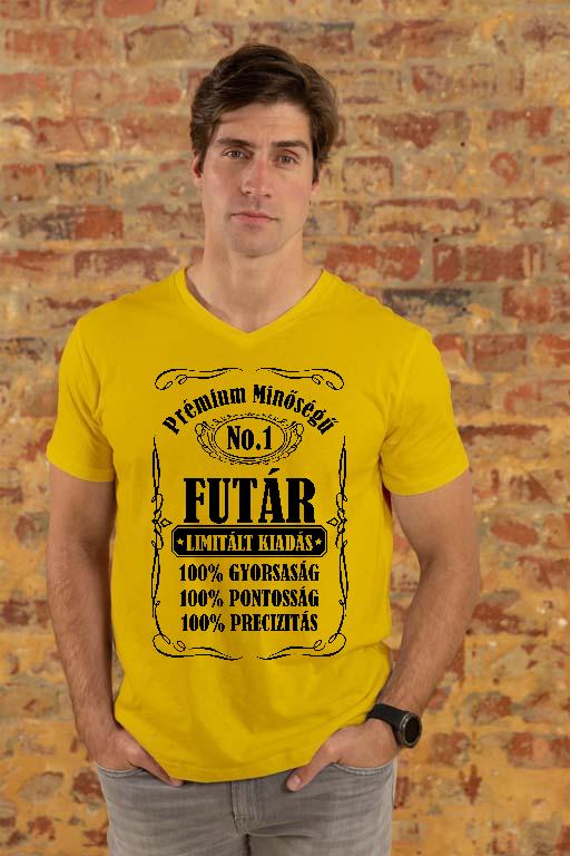 Prémium minőségű Futár - Futár Férfi V-nyakú Póló