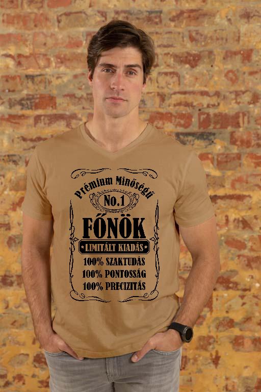 Prémium minőségű Főnök - Főnök Férfi V-nyakú Póló