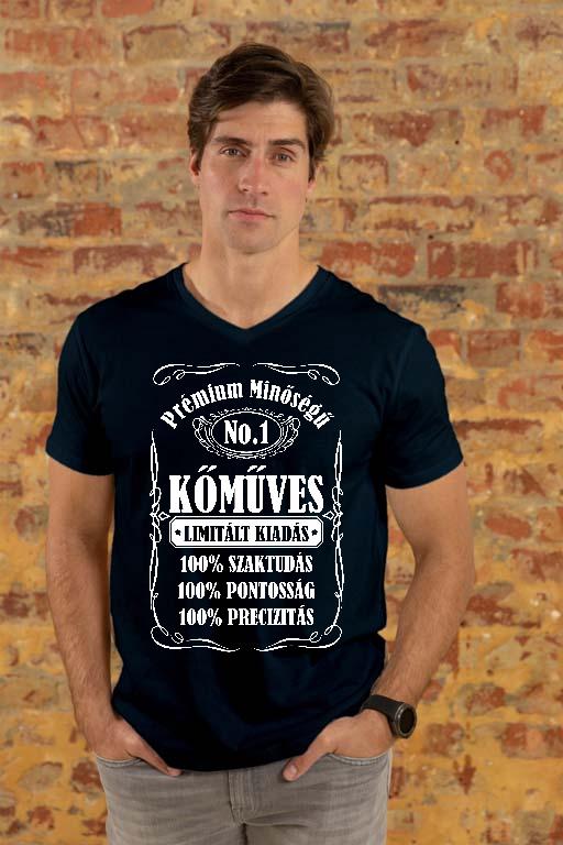 Prémium minőségű Kőműves - Kőműves Férfi V-nyakú Póló