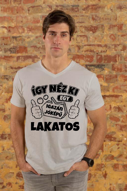 Igazán jóképű Lakatos - Lakatos Férfi V-nyakú Póló