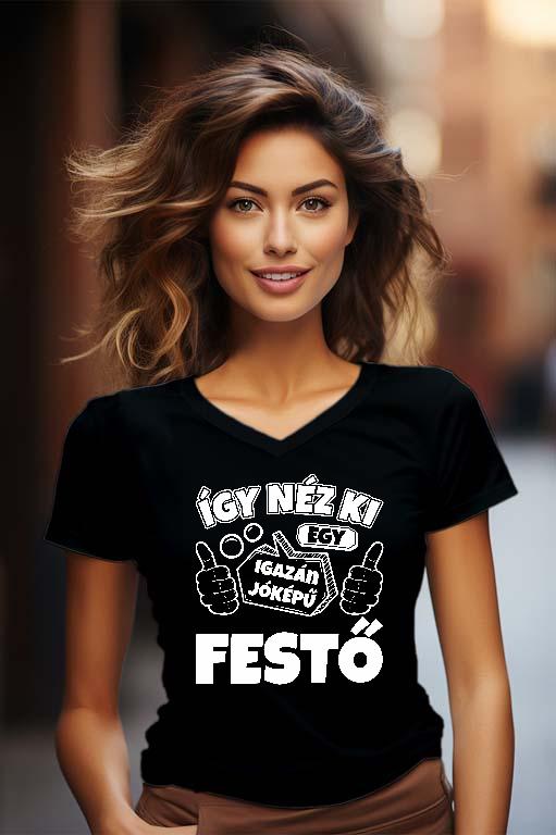 Igazán Jóképű Festő  - Festő Női V-nyakú Póló