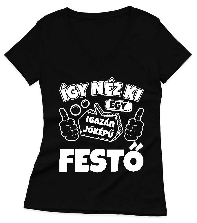 Igazán Jóképű Festő  - Festő Női V-nyakú Póló