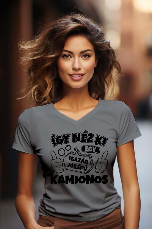 Igazán jóképű Kamionos - Kamionos Női V-nyakú Póló