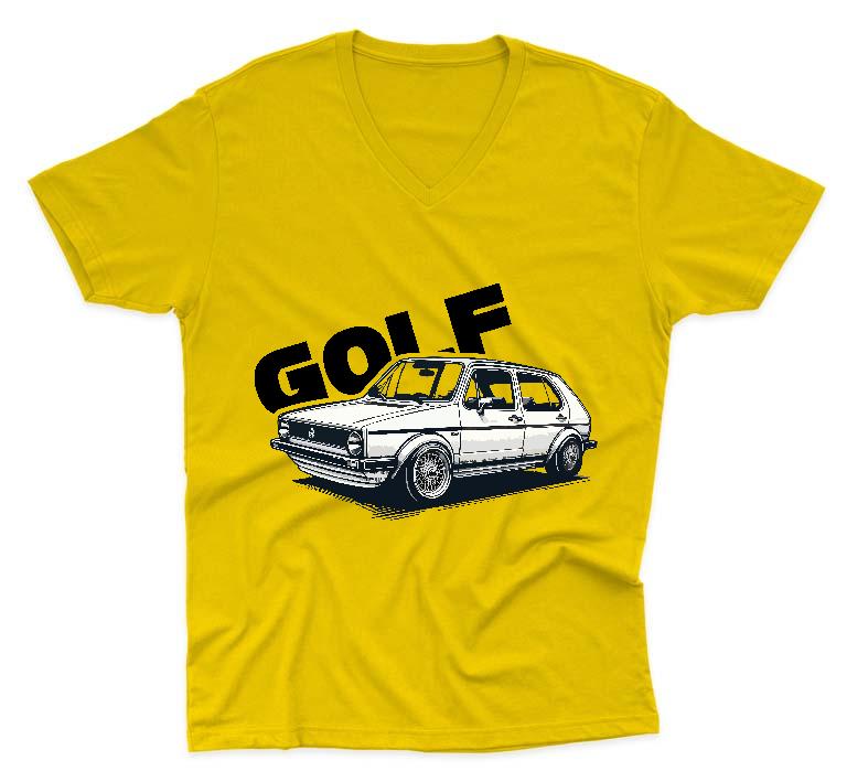 Volkswagen Golf 1 style1 - Volkswagen Golf 1 Férfi V-nyakú Póló