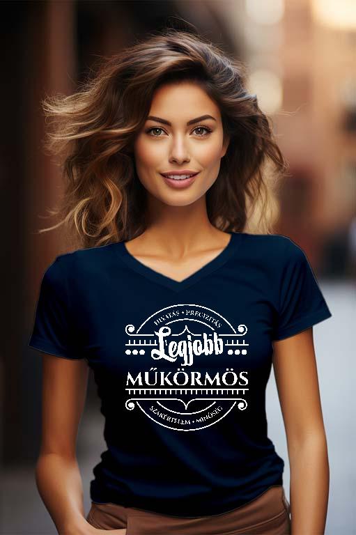 Legjobb Műkörmös - Műkörmös Női V-nyakú Póló