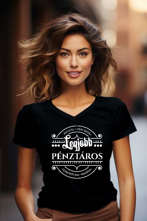 Legjobb Pénztáros - Pénztáros Női V-nyakú Póló