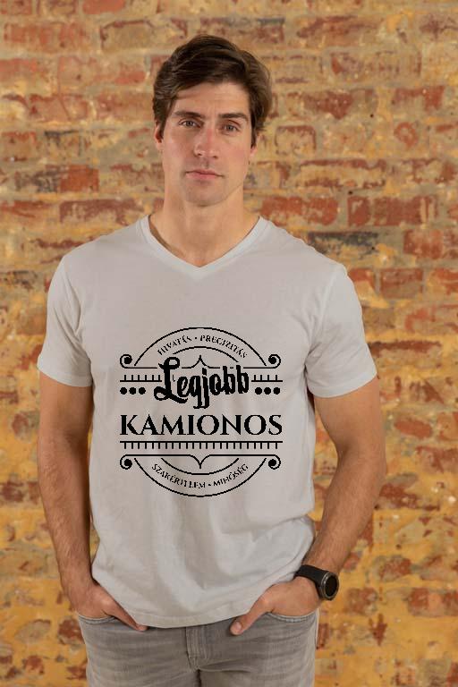 Legjobb Kamionos - Kamionos Férfi V-nyakú Póló