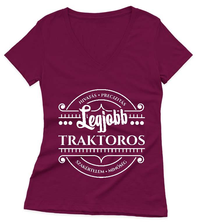 Legjobb Traktoros - Traktoros Női V-nyakú Póló