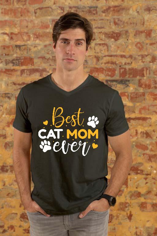 Best Cat Mom Ever - Cicás Férfi V-nyakú Póló