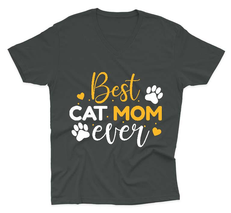 Best Cat Mom Ever - Cicás Férfi V-nyakú Póló