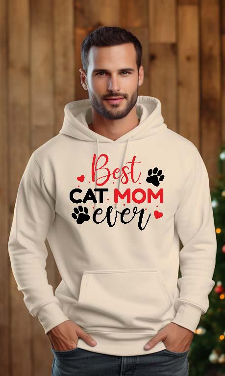 Best Cat Mom Ever - Cicás Férfi Kapucnis Pulóver